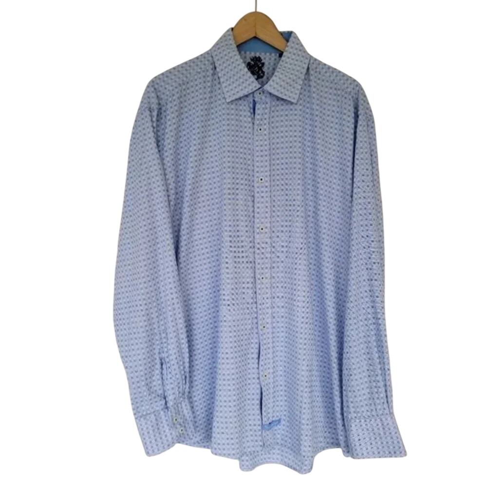 English Laundry Long Sleeve Button Down Shirt Blue White Checkered Men Size XL